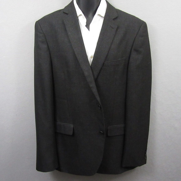 14th & Union Mens Sport‎ Coat Size 44L Black Double Vent Houndstooth Blazer - Picture 1 of 15